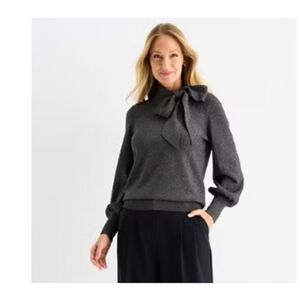 Liz Claiborne Womens Split Tie Neck Long Sleeve Pullover Sweater XL